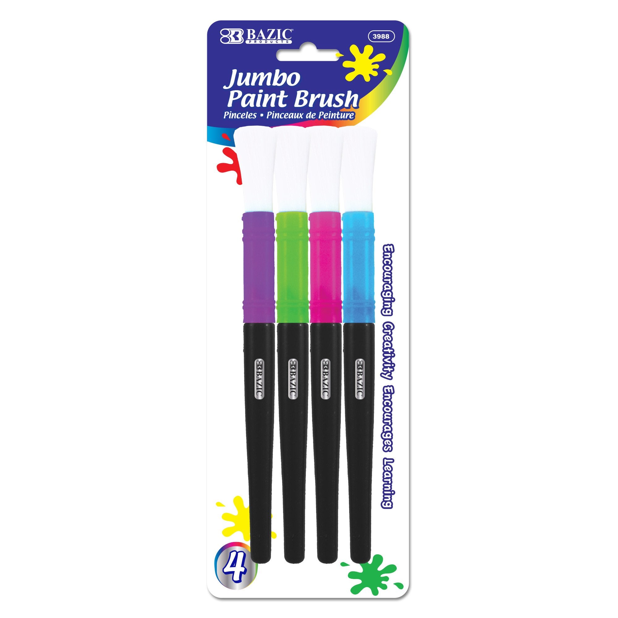 Paint Stencil Brush Round Natural Bristle (4/Pack)