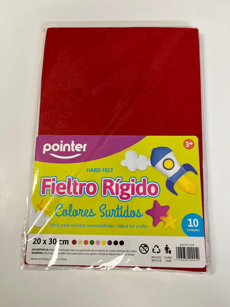 Fieltro en colores surtidos- Paquete de 10 hojas