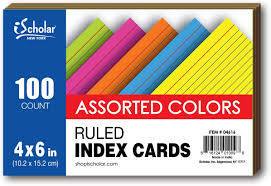 INDEX CARD 3x5 colores