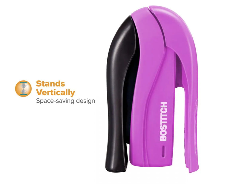 Spring-Powered Handheld Compact Stapler, 15 Sheets, Assorted Colors