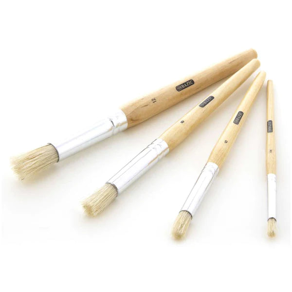 Paint Stencil Brush Round Natural Bristle (4/Pack)