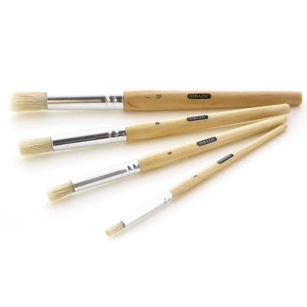 Paint Stencil Brush Round Natural Bristle (4/Pack)