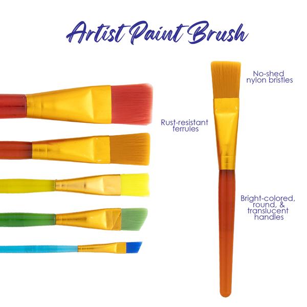 Paint Brush Flat & Angled w/ Translucent Handle set (5/Pack)