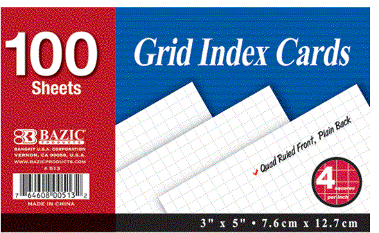 INDEX CARD 3X5 CUADRICULADA