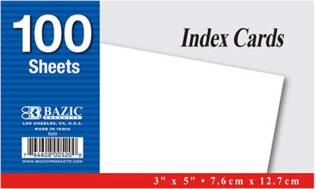 INDEX CARD 3x5 BLANCA