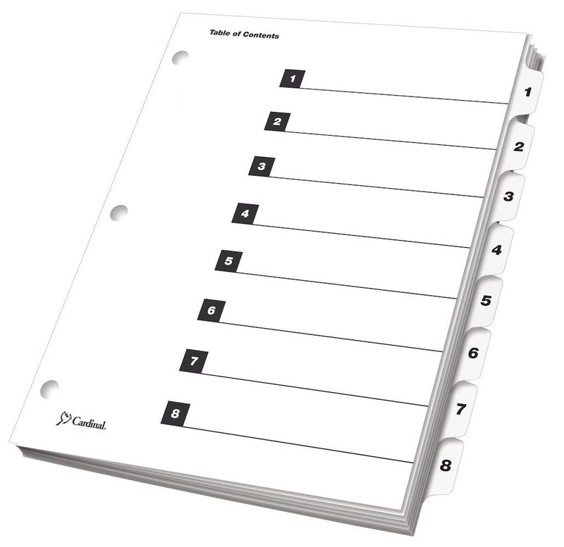 OneStep® Printable Table of Contents Dividers, 8 Tab, White