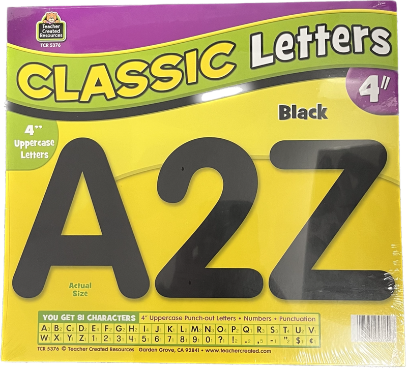 Black  Classic 4" Letters Uppercase Pack