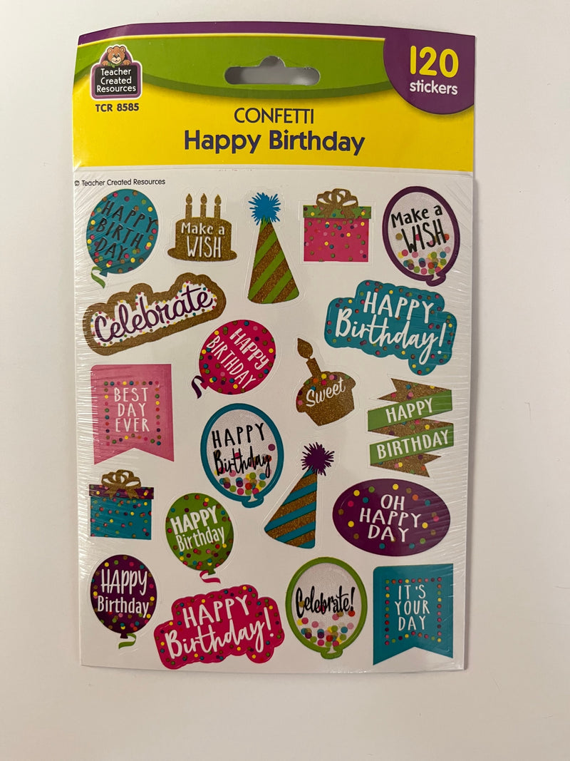 Paquete de Stickers- Confetti Happy Birthday