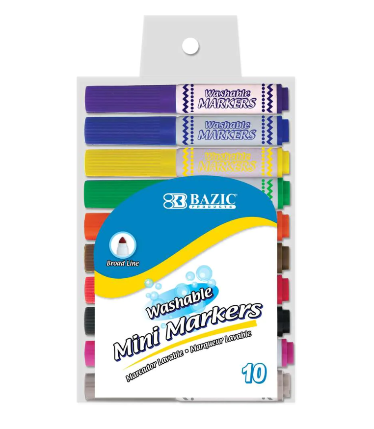Washable Markers Broad Line Mini 10 Colors