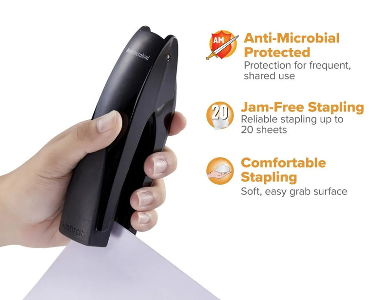 Antimicrobial Executive Stand Up Stapler, Black